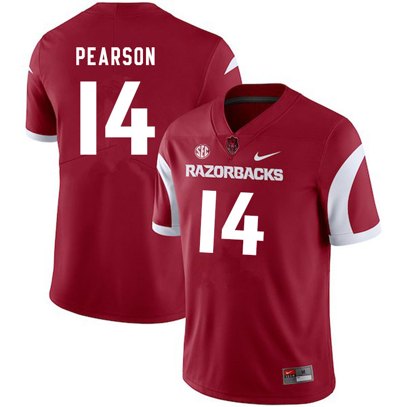 Men #14 Cade Pearson Arkansas Razorbacks College Football Jerseys Sale-Cardinal - Click Image to Close
